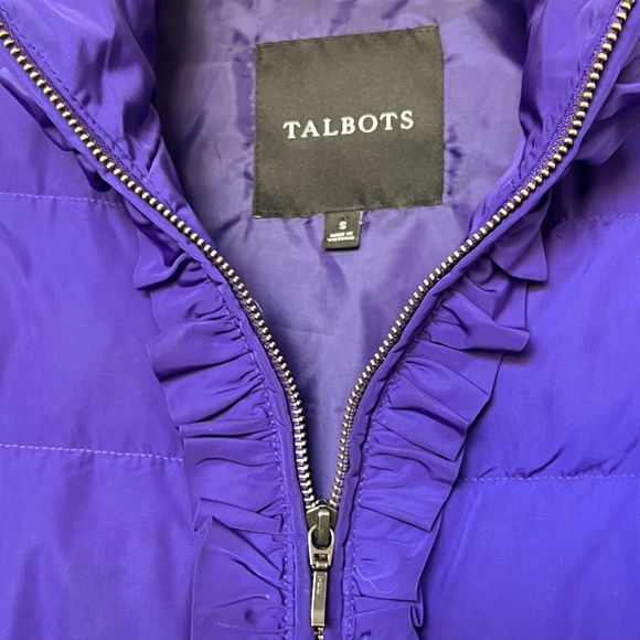 Talbots Purple Ruffled Quilted Sleeveless Full Zipper Down Vest Size S - Picture 7 of 8